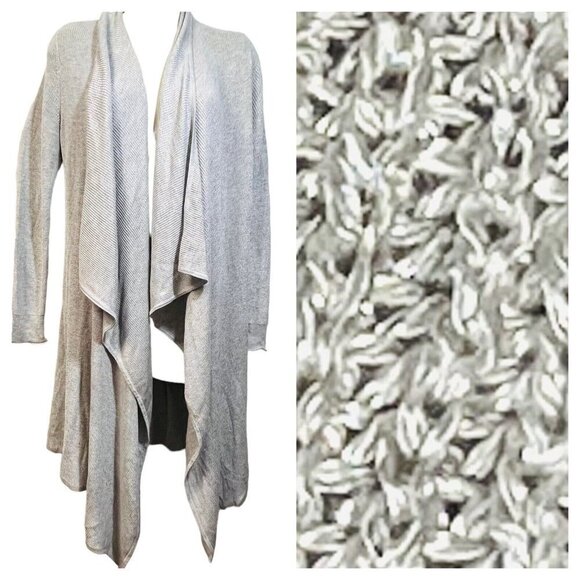 White House Black Market Open Front Drape Cardigan Metallic Silver L/S Size XS - Picture 4 of 12